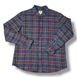 L.L. Bean Flannel Shirt Sz XL Slim Fit Plaid Button-Up Cotton Long Sleeve Retro